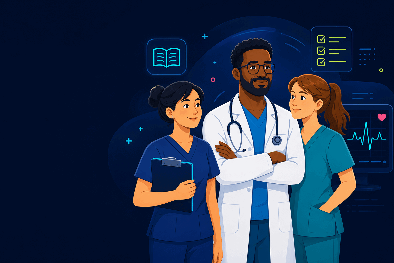 Illustration of a diverse acute medicine multidisciplinary team